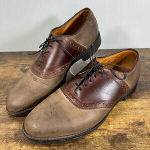 Allen Edmonds Saddle Oxford Shoes Nubuck Leather Brown 10 D USA Made